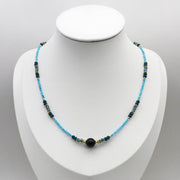 Nice 2mm Faceted Blue Zircon Necklace Autumn Winter Style