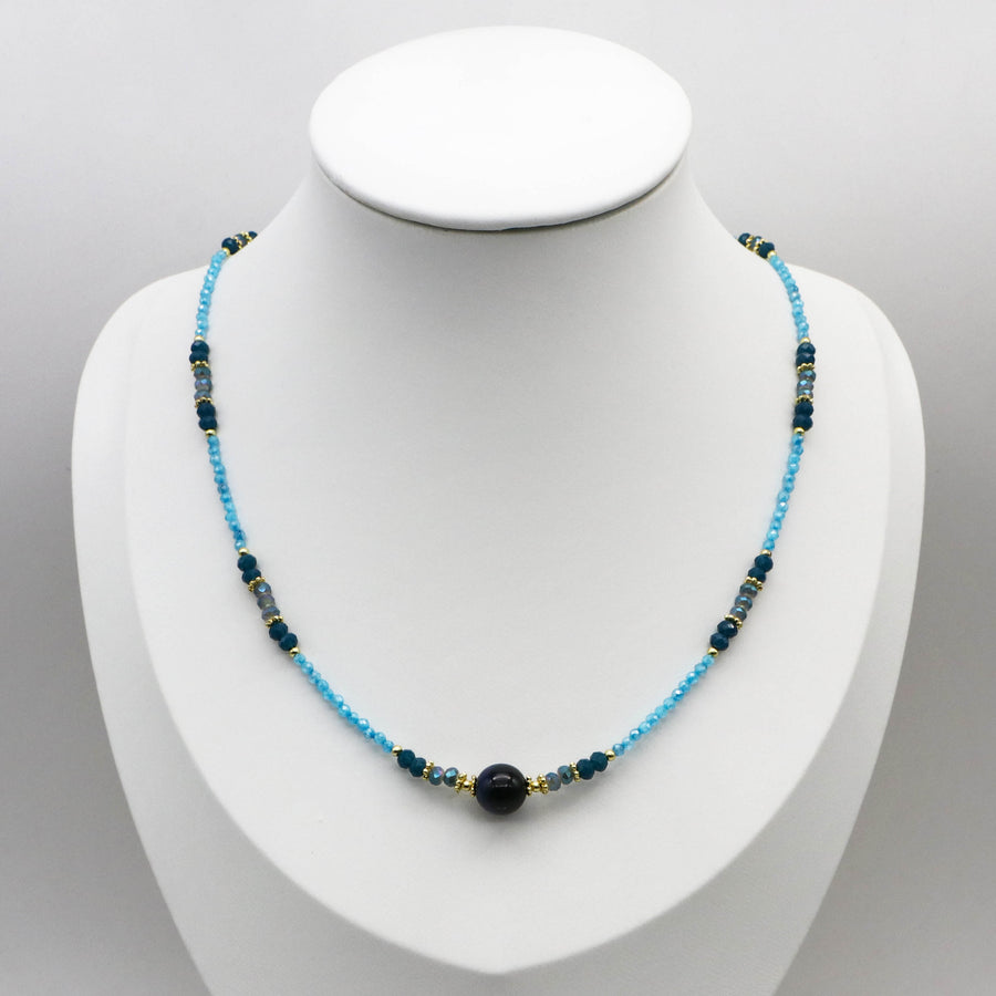 Nice 2mm Faceted Blue Zircon Necklace Autumn Winter Style