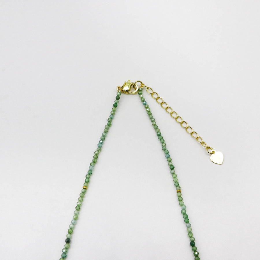 Pastoral Style 2mm Faceted Green Zircon Necklace