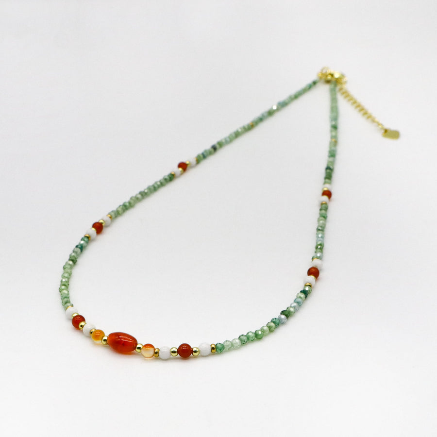 Pastoral Style 2mm Faceted Green Zircon Necklace