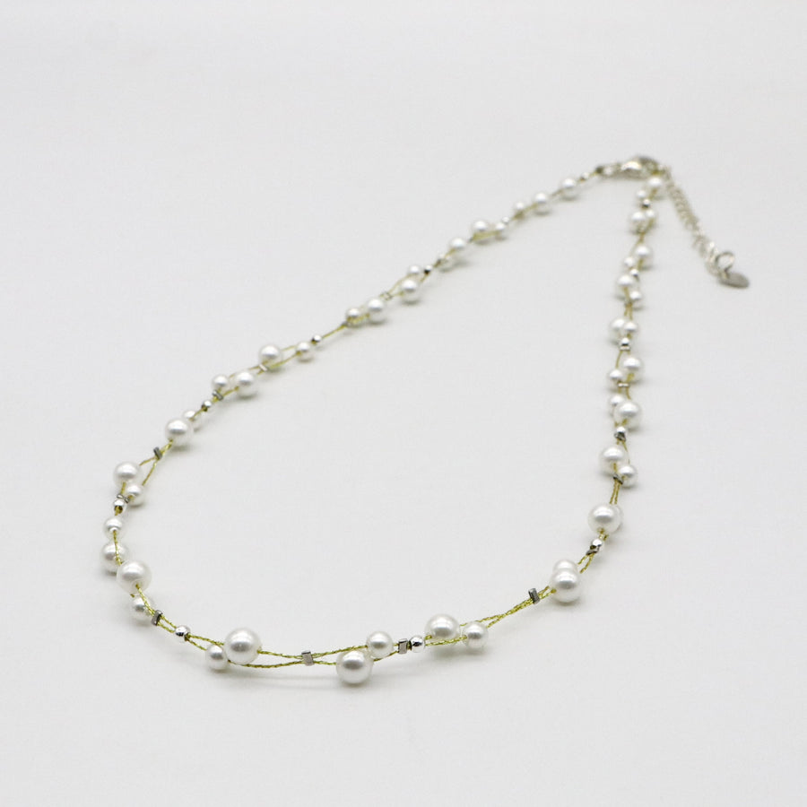Luxurious Style 3-4mm Mop Pearl Hand Knitting Necklace