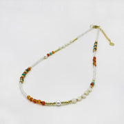 Nice 3mm Faceted Red Agate Metallic Style Necklace