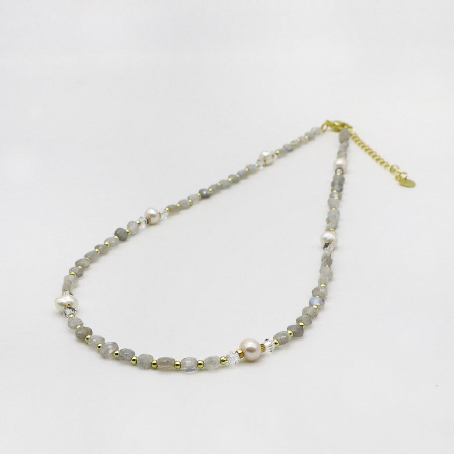 Smiple Style 4mm Double Turtle Face Labradorite Necklace