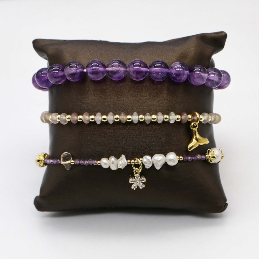 Pearl And Amethyst Bracelets
