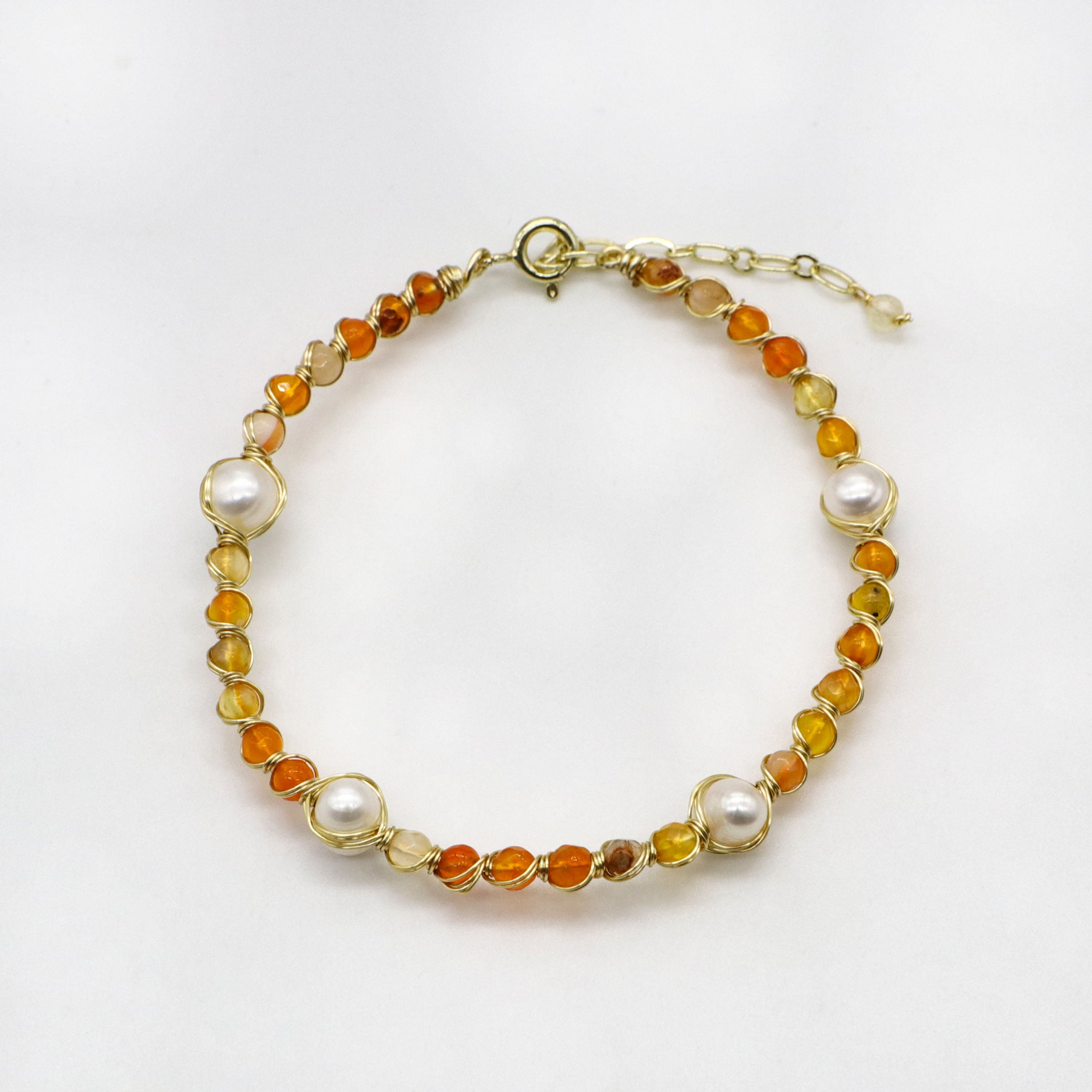 ViBrant Orange Style Woven Pearls Bracelets
