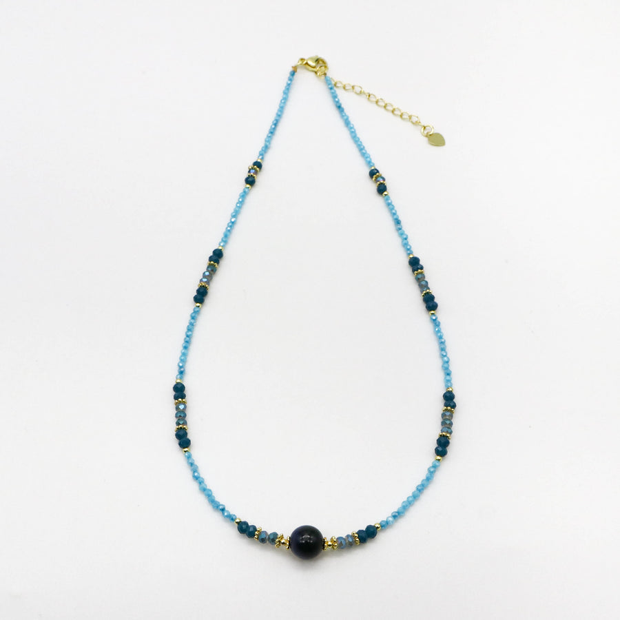 Nice 2mm Faceted Blue Zircon Necklace Autumn Winter Style