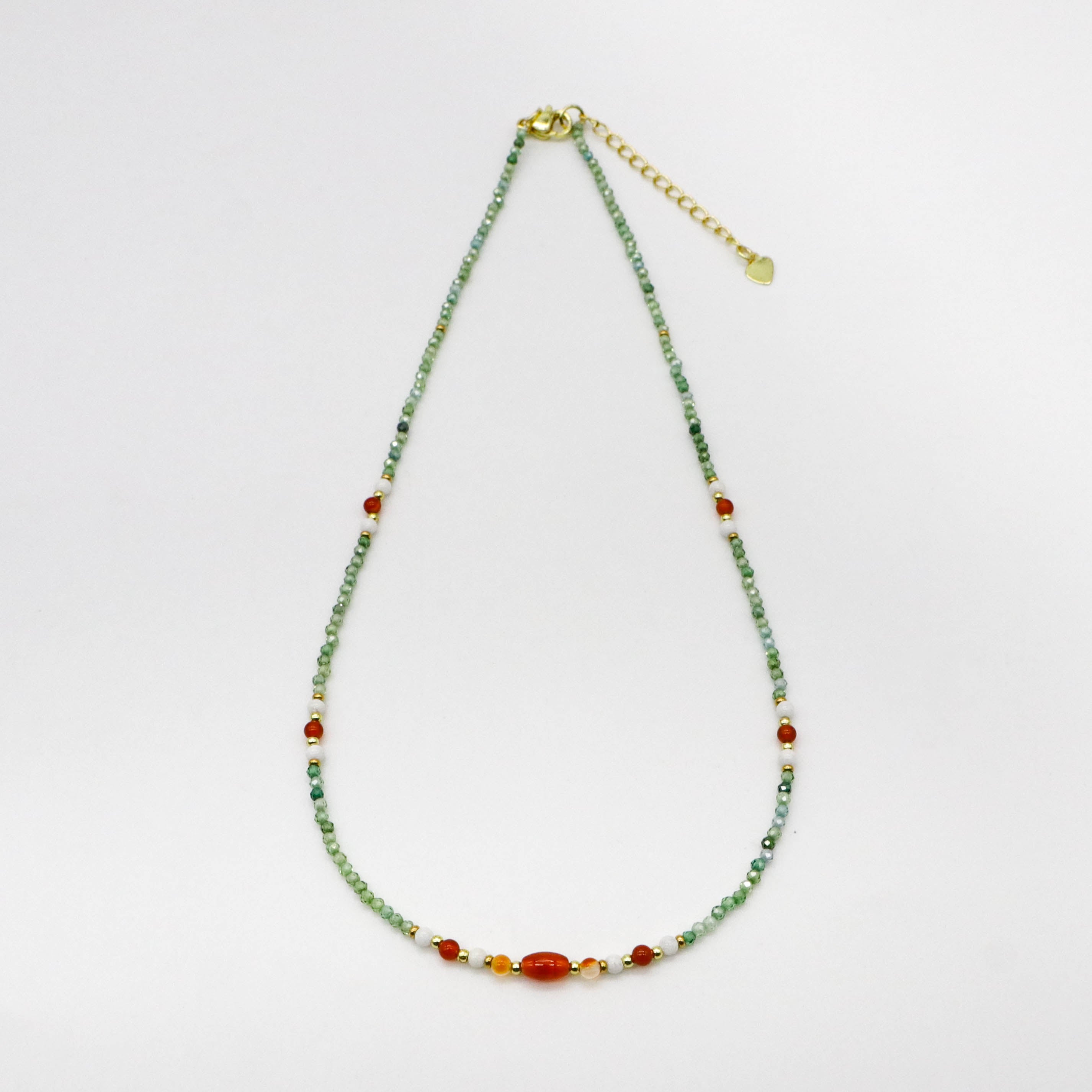 Pastoral Style 2mm Faceted Green Zircon Necklace