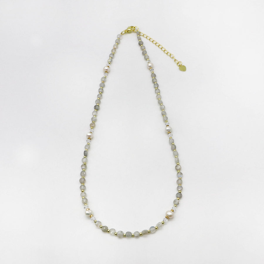 Smiple Style 4mm Double Turtle Face Labradorite Necklace