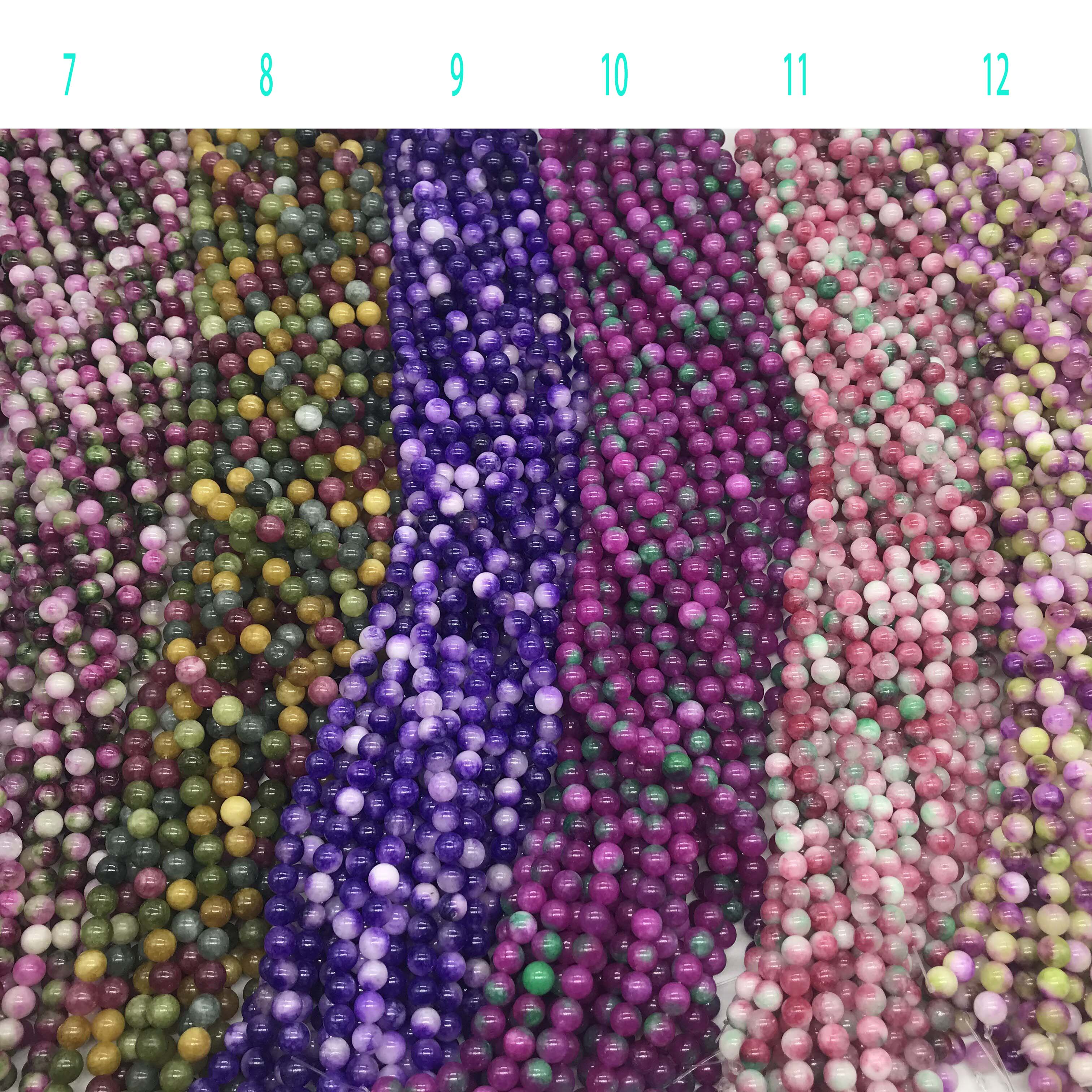 8 mm Muti-color Jade Loose Beads Stand