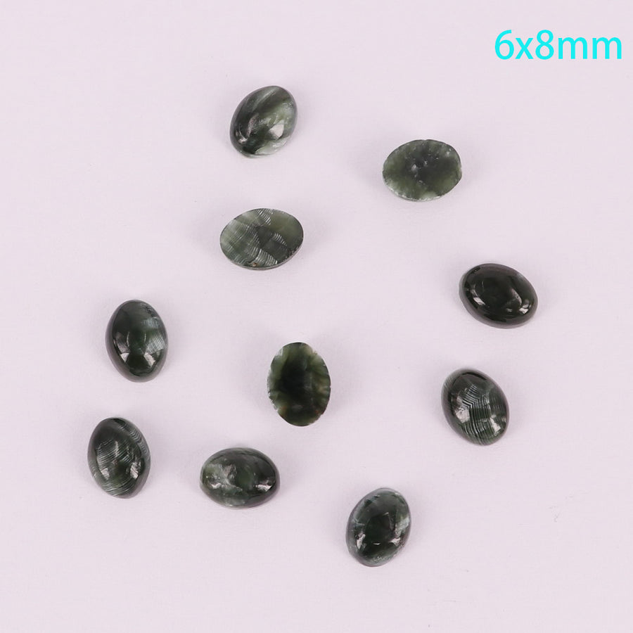 Preço de cabochão oval de serafinita natural em tamanho real para 10 unidades