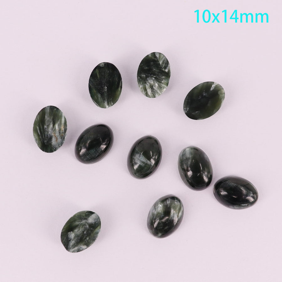 Preço de cabochão oval de serafinita natural em tamanho real para 10 unidades