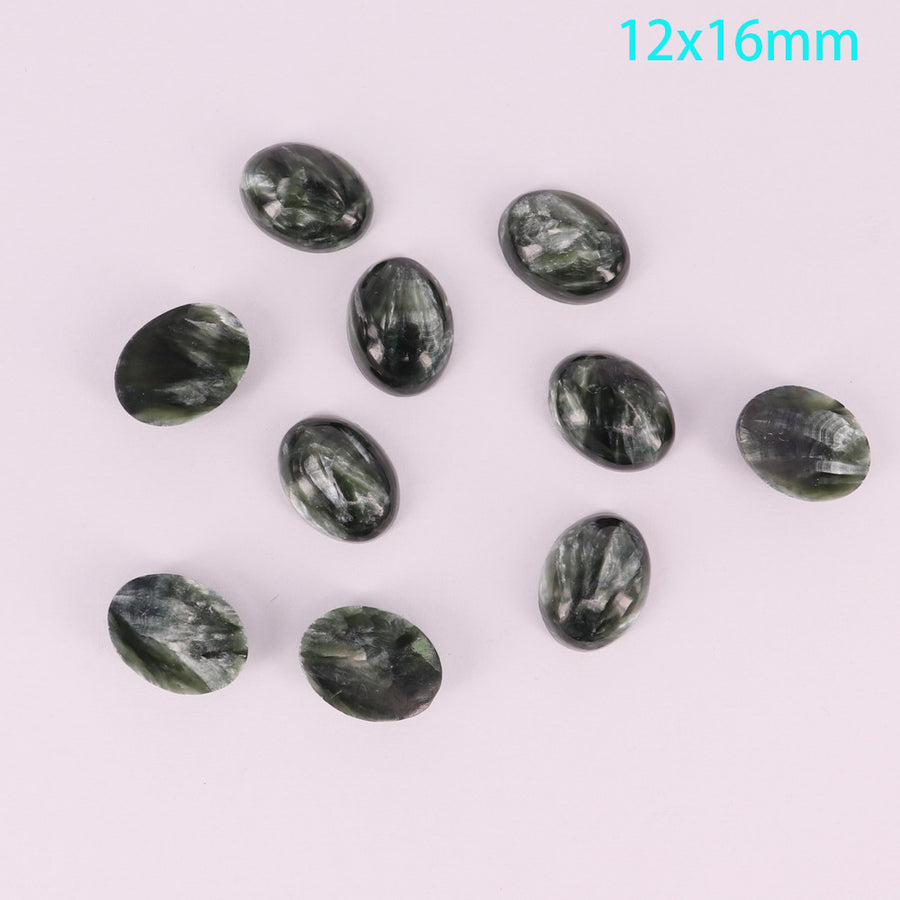 Preço de cabochão oval de serafinita natural em tamanho real para 10 unidades