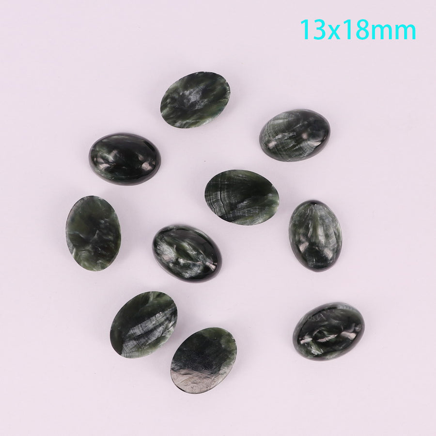 Preço de cabochão oval de serafinita natural em tamanho real para 10 unidades