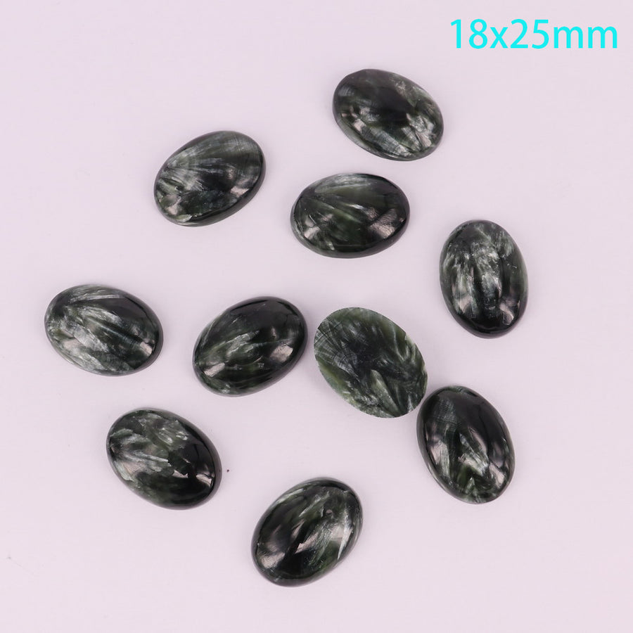 Preço de cabochão oval de serafinita natural em tamanho real para 10 unidades