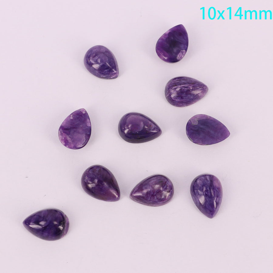 Tamanho completo de preço de cacochon em forma de gota de charoite natural para 10 peças