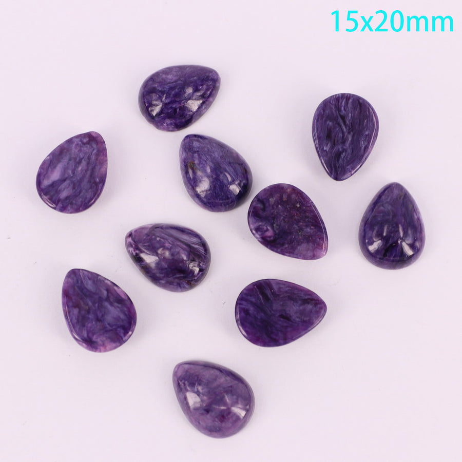 Tamanho completo de preço de cacochon em forma de gota de charoite natural para 10 peças