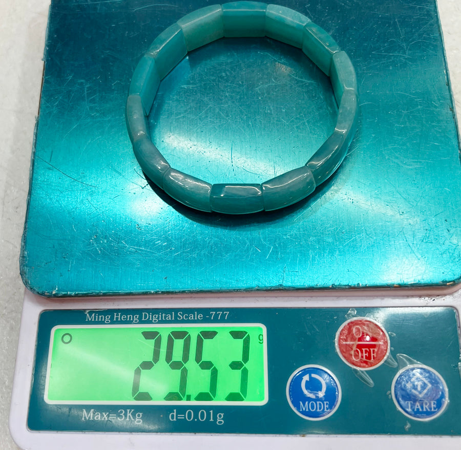 Pulseira de contas de pedra natural de amazonita azul atraindo pedras