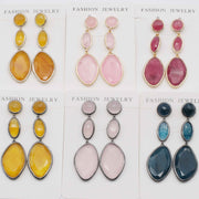 Classic Jade Pendant Earring With Brass Wrap The Edge