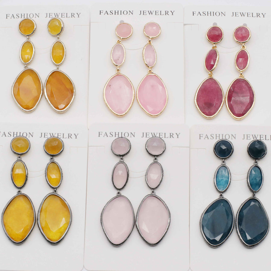 Classic Jade Pendant Earring With Brass Wrap The Edge