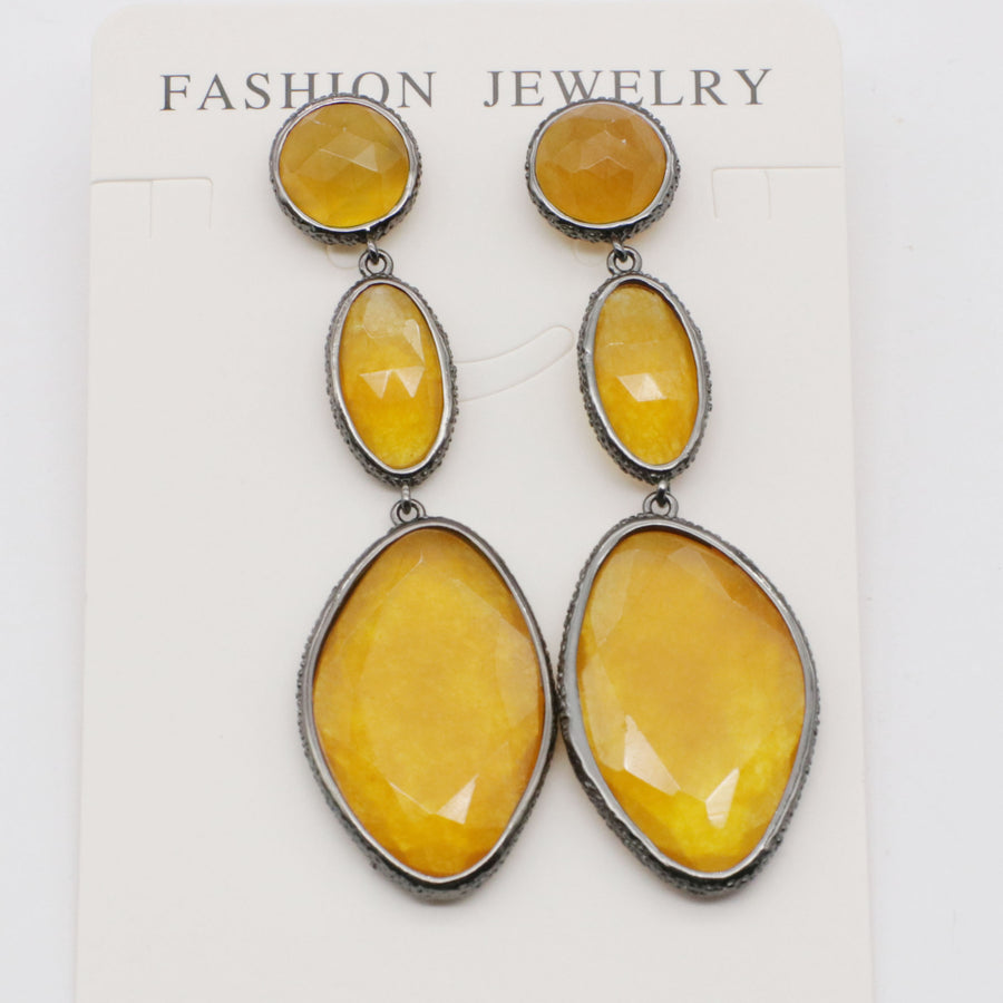 Classic Jade Pendant Earring With Brass Wrap The Edge