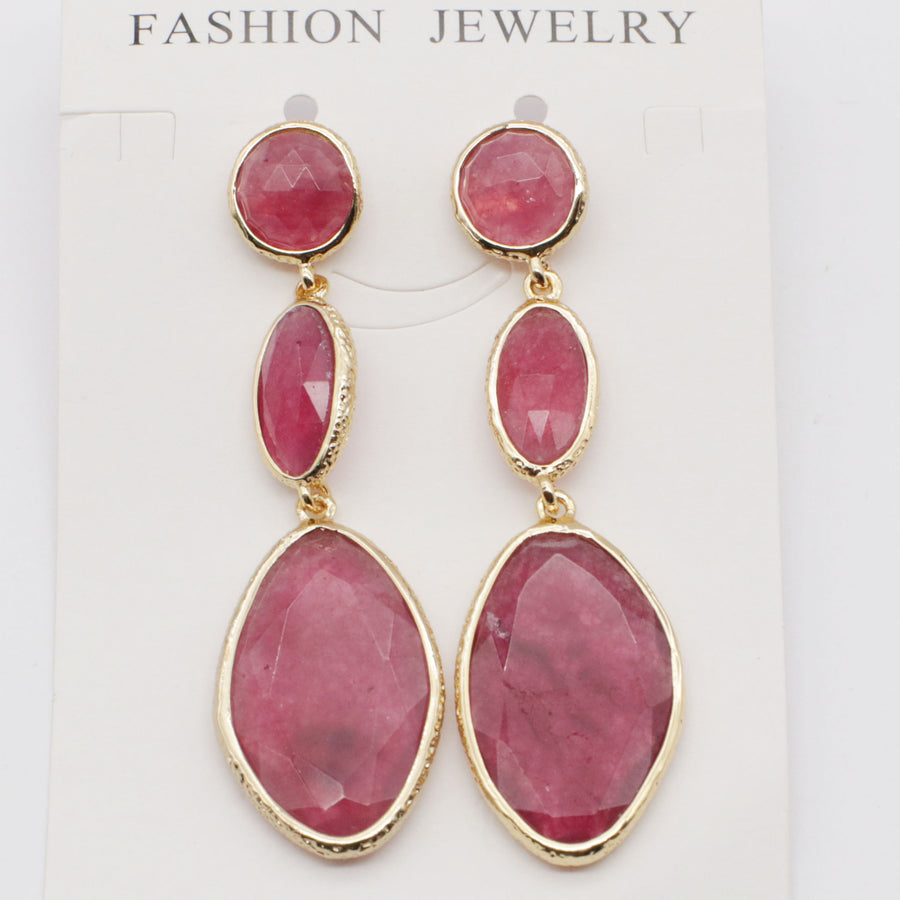 Classic Jade Pendant Earring With Brass Wrap The Edge