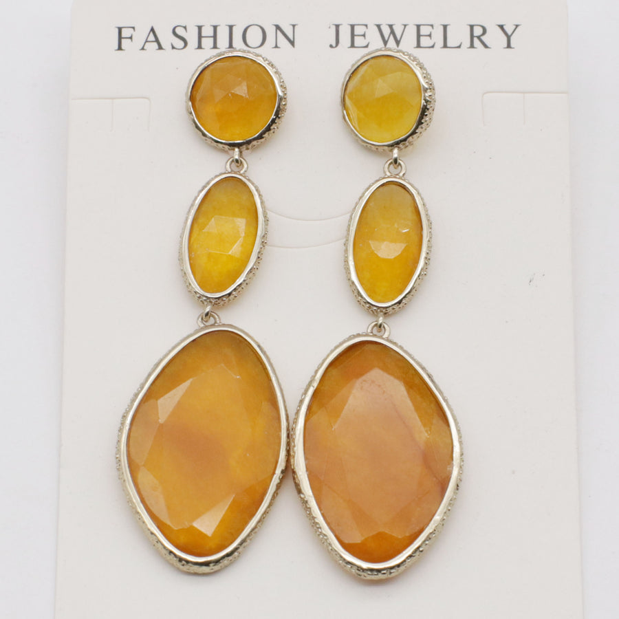 Classic Jade Pendant Earring With Brass Wrap The Edge