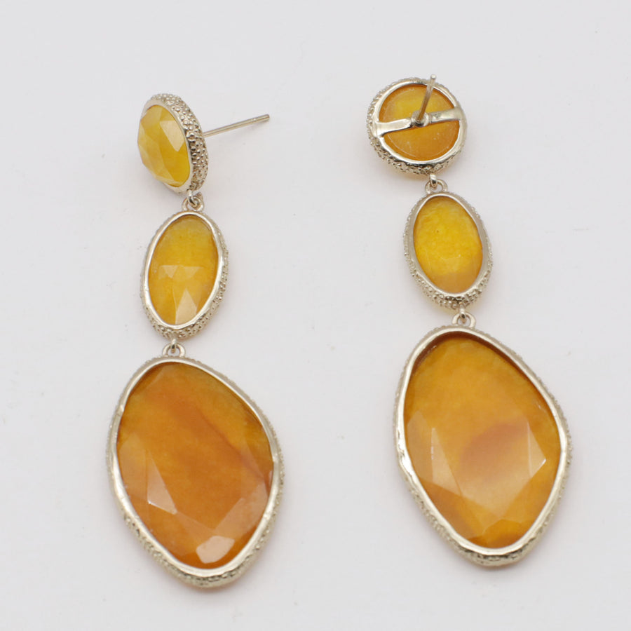 Classic Jade Pendant Earring With Brass Wrap The Edge