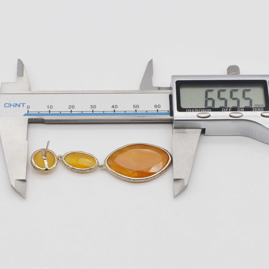 Classic Jade Pendant Earring With Brass Wrap The Edge