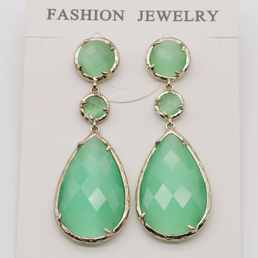 Classice Cat Eye Pendant Earring With Brass Wrapped Edge