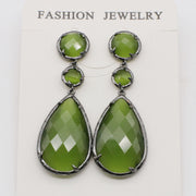 Classice Cat Eye Pendant Earring With Brass Wrapped Edge