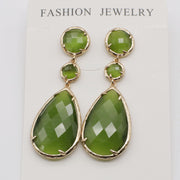 Classice Cat Eye Pendant Earring With Brass Wrapped Edge