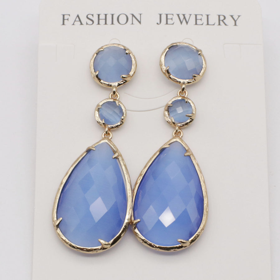 Classice Cat Eye Pendant Earring With Brass Wrapped Edge