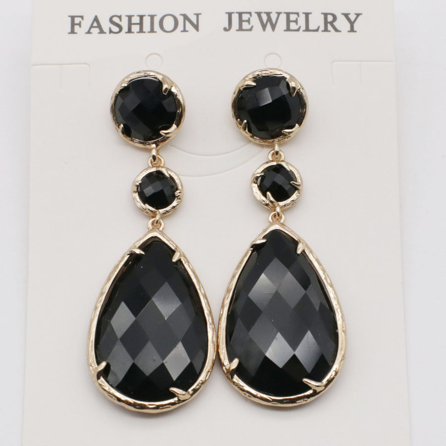 Classice Cat Eye Pendant Earring With Brass Wrapped Edge