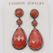 Classice Cat Eye Pendant Earring With Brass Wrapped Edge