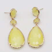 Classice Cat Eye Pendant Earring With Brass Wrapped Edge