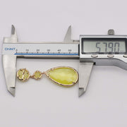 Classice Cat Eye Pendant Earring With Brass Wrapped Edge