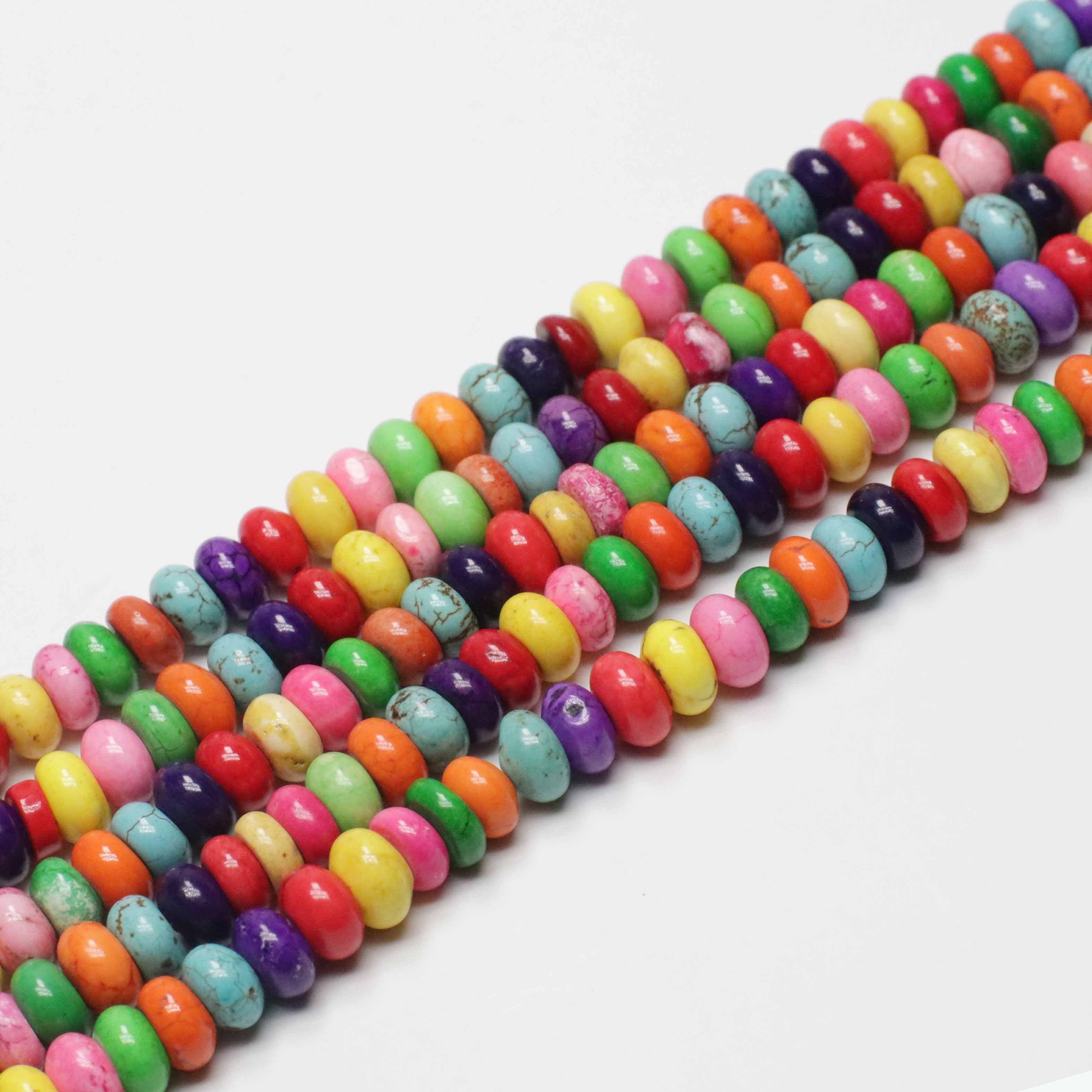 Round Roundel Natural Magnesite In Dyed Color Strand Beads In Size 5x8 mm