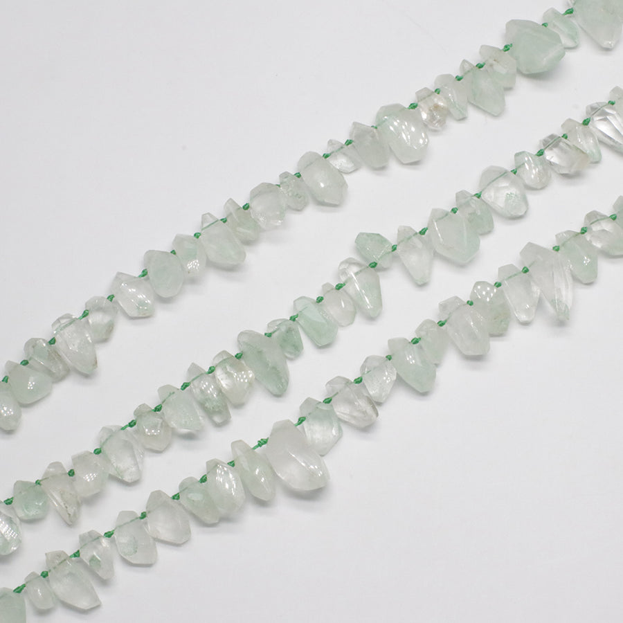 Green Quartz Amethyst Raw Strand Necklace