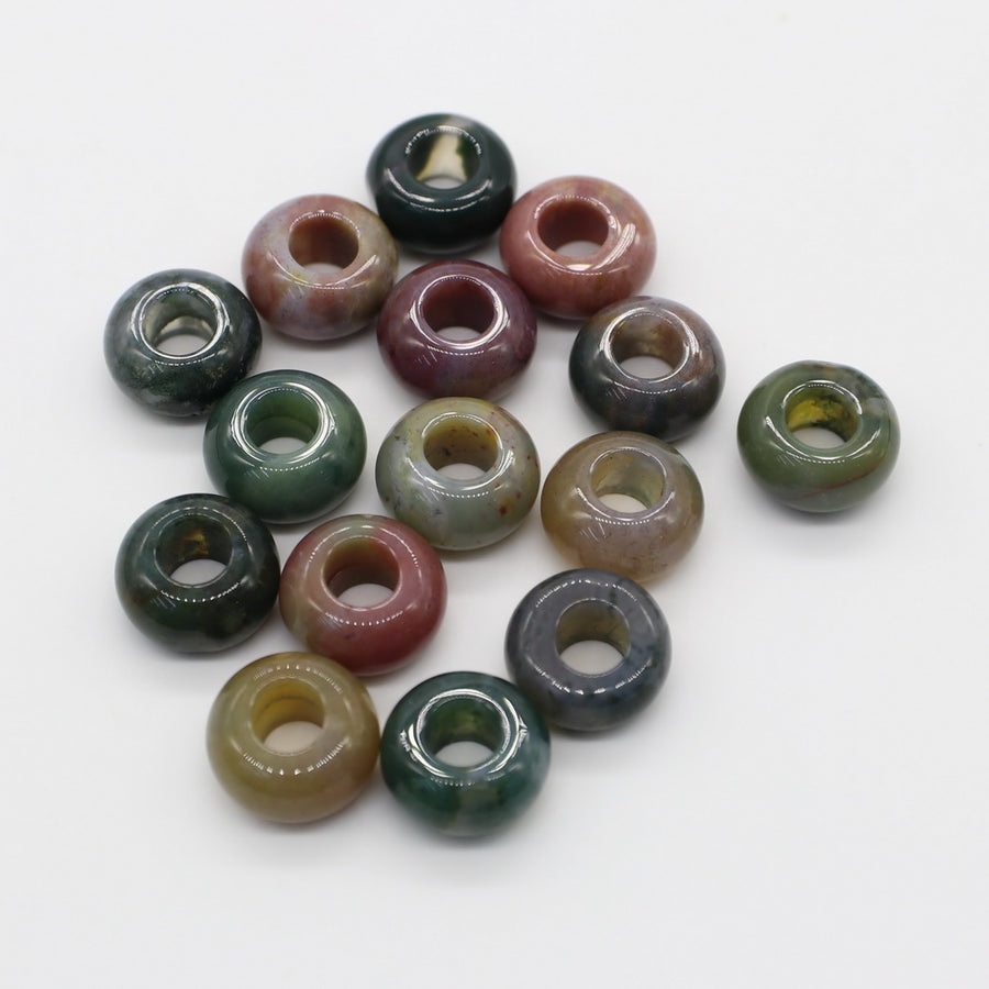 8x14 MM Roundel Stone Beads Big Hole in 6 MM Price For 10 PCS