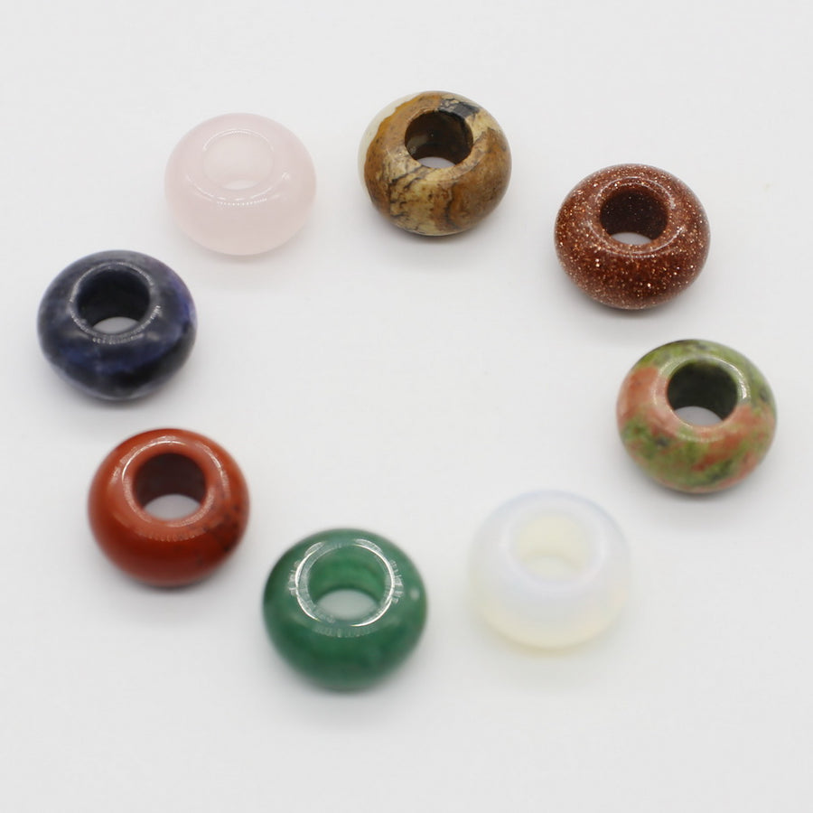 8x14 MM Roundel Stone Beads Big Hole in 6 MM Price For 10 PCS