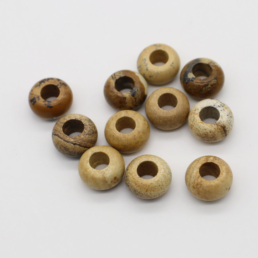 8x14 MM Roundel Stone Beads Big Hole in 6 MM Price For 10 PCS