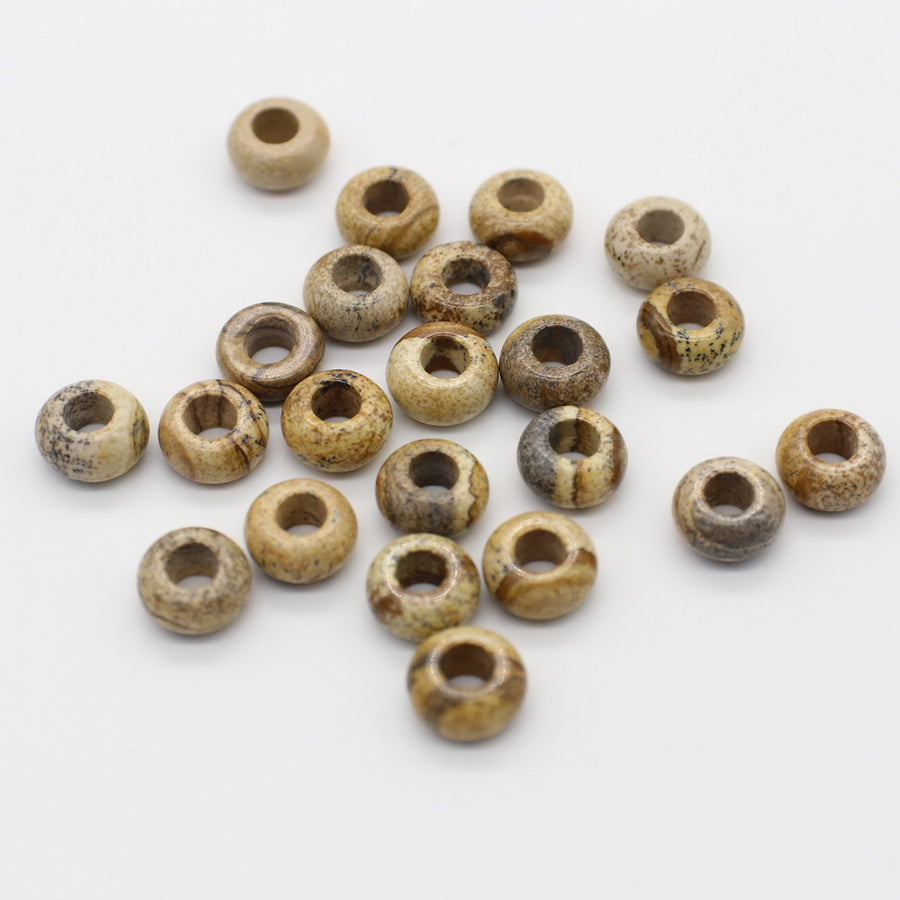 6x12 MM Roundel Stone Beads Big Hole in 5 MM Price For 10 PCS