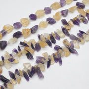 Amethyst And Yellow Citrine Raw Mix String Necklace