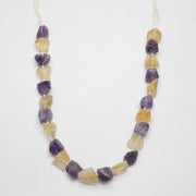Amethyst And Yellow Citrine Raw Mix String Necklace