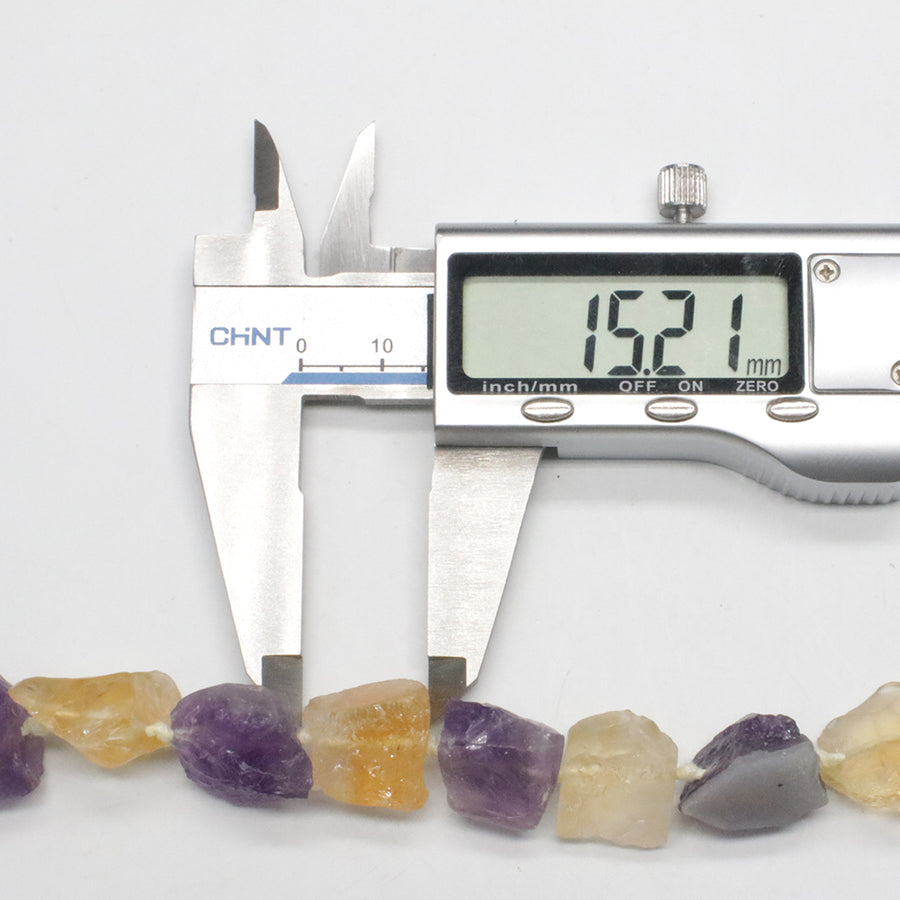 Amethyst And Yellow Citrine Raw Mix String Necklace
