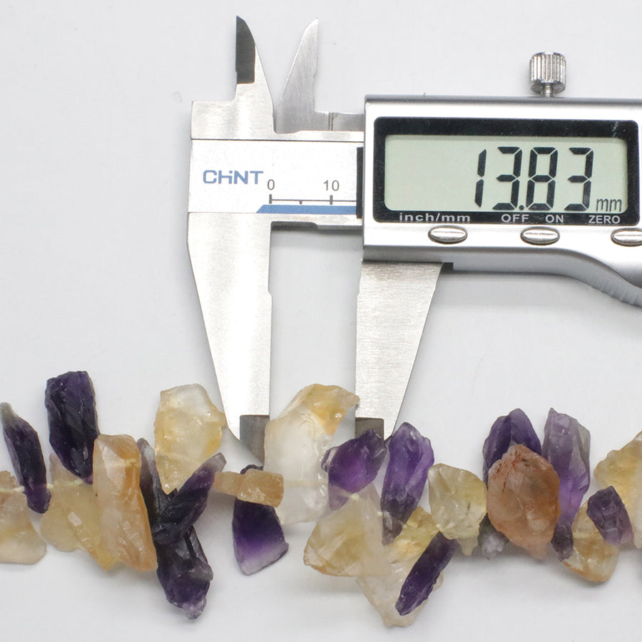 Amethyst And Yellow Citrine Raw Mix String Necklace
