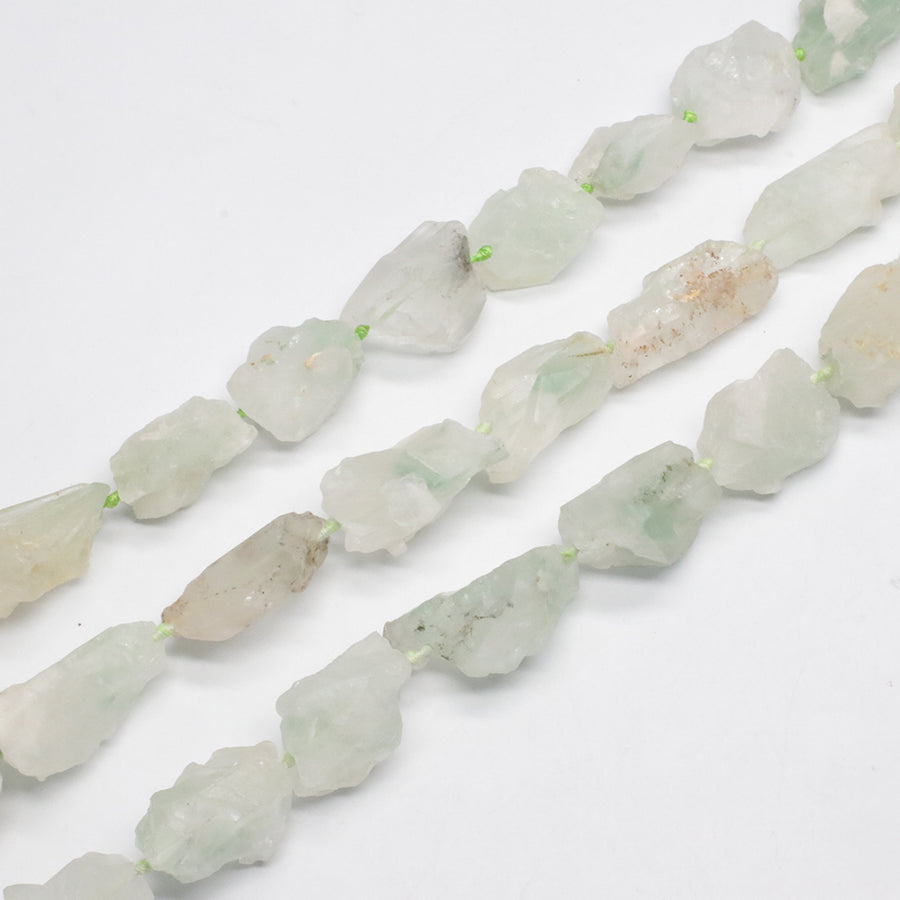 Green Quartz Amethyst Raw Strand Necklace