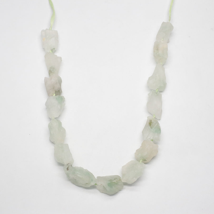 Green Quartz Amethyst Raw Strand Necklace