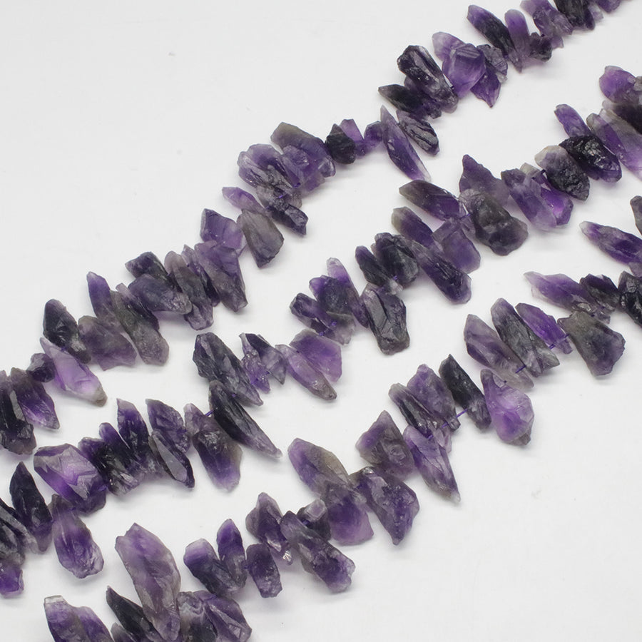 Green Quartz Amethyst Raw Strand Necklace