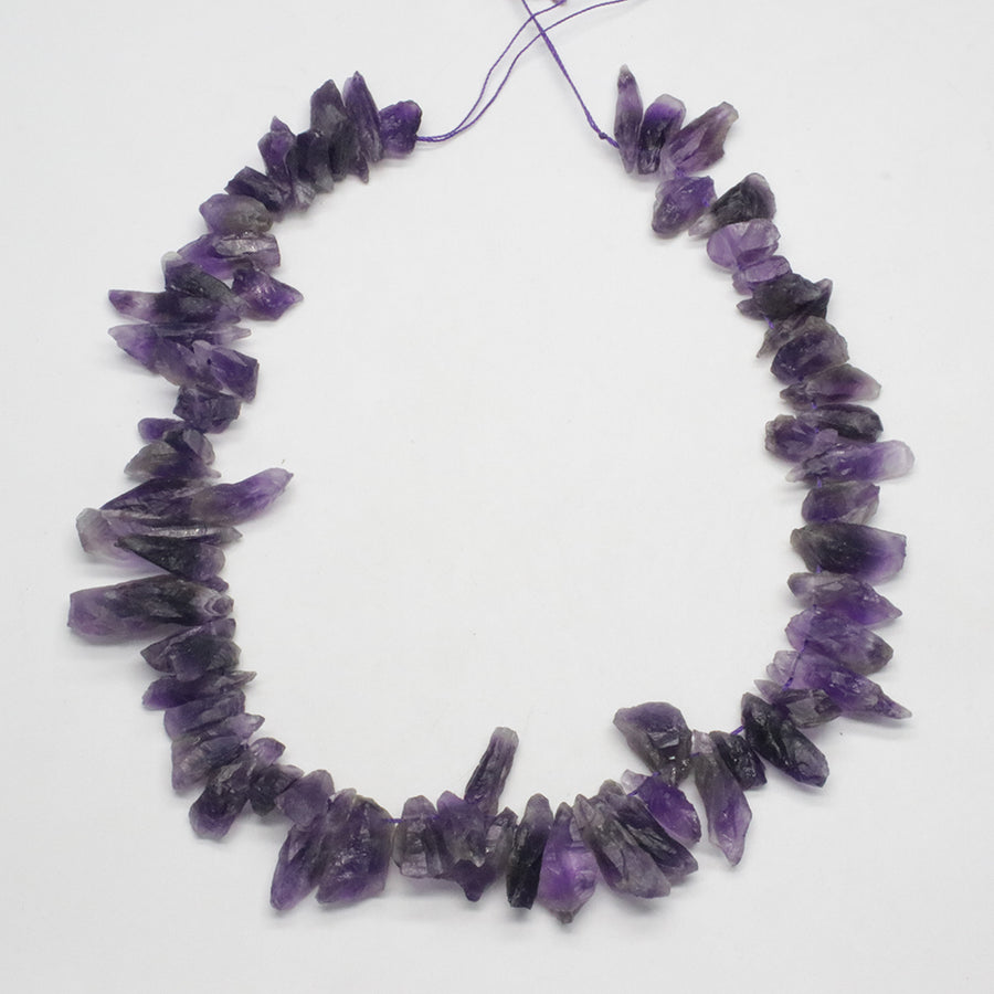 Green Quartz Amethyst Raw Strand Necklace